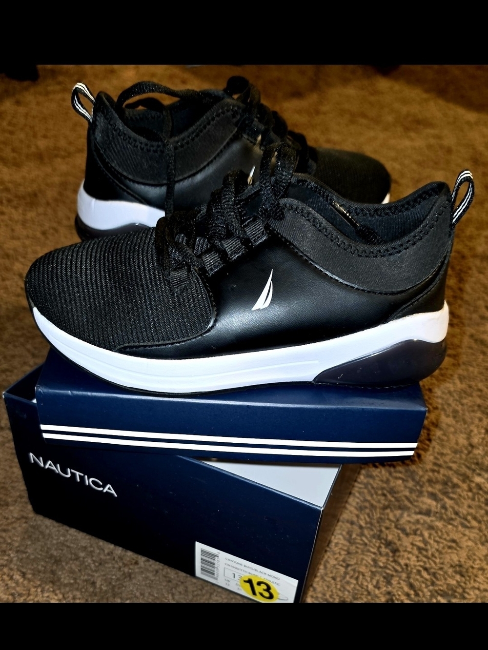 Nautica Black and White Athletic Lace-Up Sneakers
